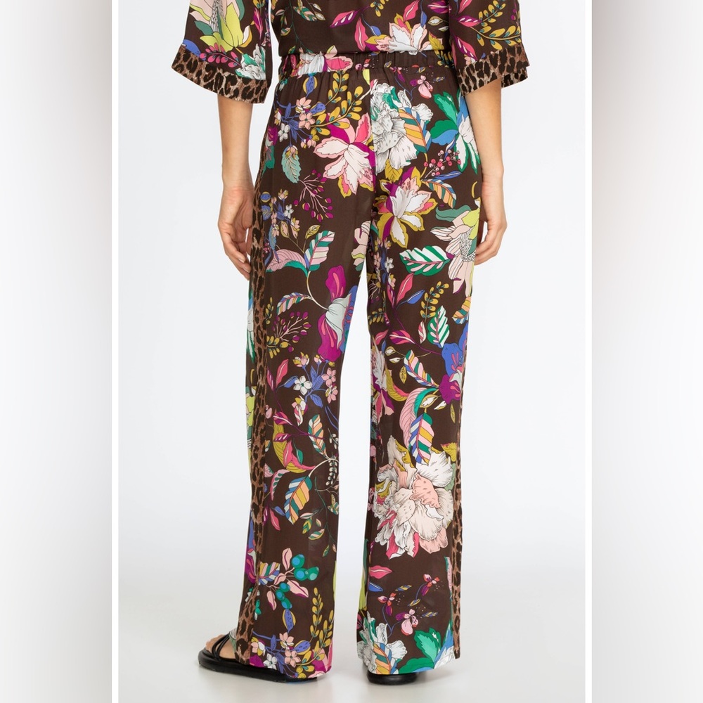 Johnny Was Arabella 100% Silk Floral Leopard Lounge Pants Sz S NWOT